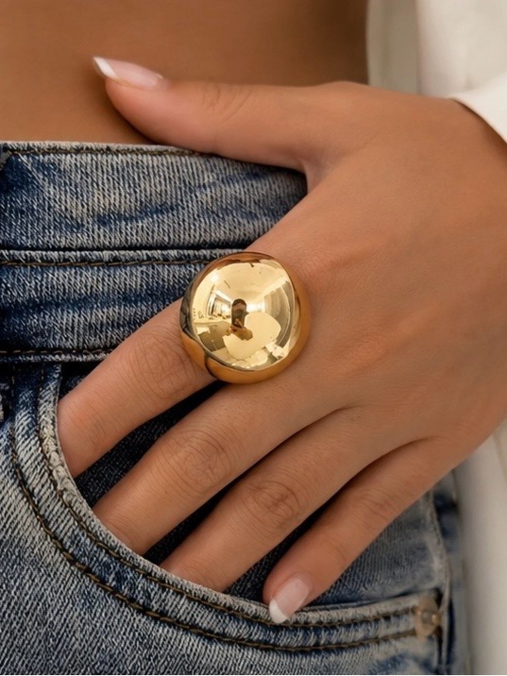 ZARA Polished Gold Dome Ring